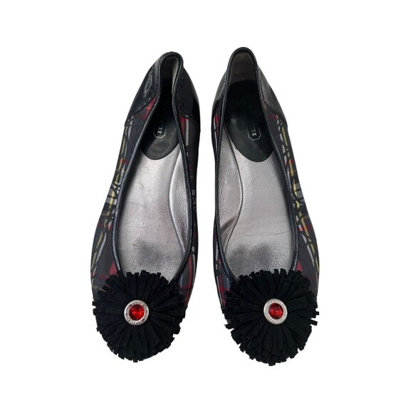 COACH Womens Robbin Plaid Logo Flats Size 8 - Picture 1 of 9